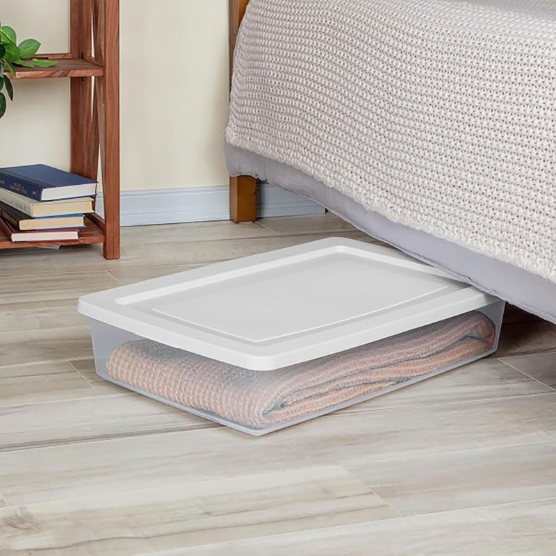 Stackable Plastic Storage Boxes Lightweight Shatterproof Durable W/ Secure Lids