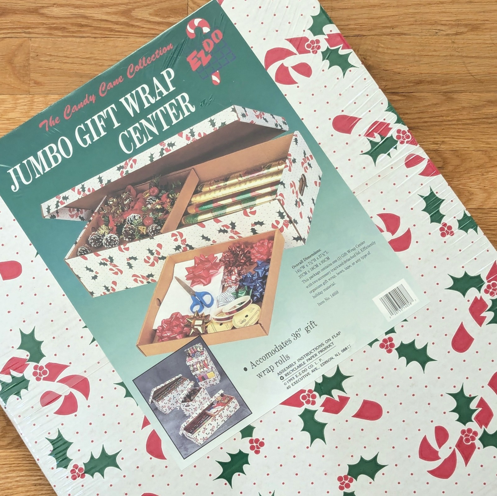 Vintage 90s Cardboard Christmas Wrapping Paper Storage Organizer Box New/Sealed