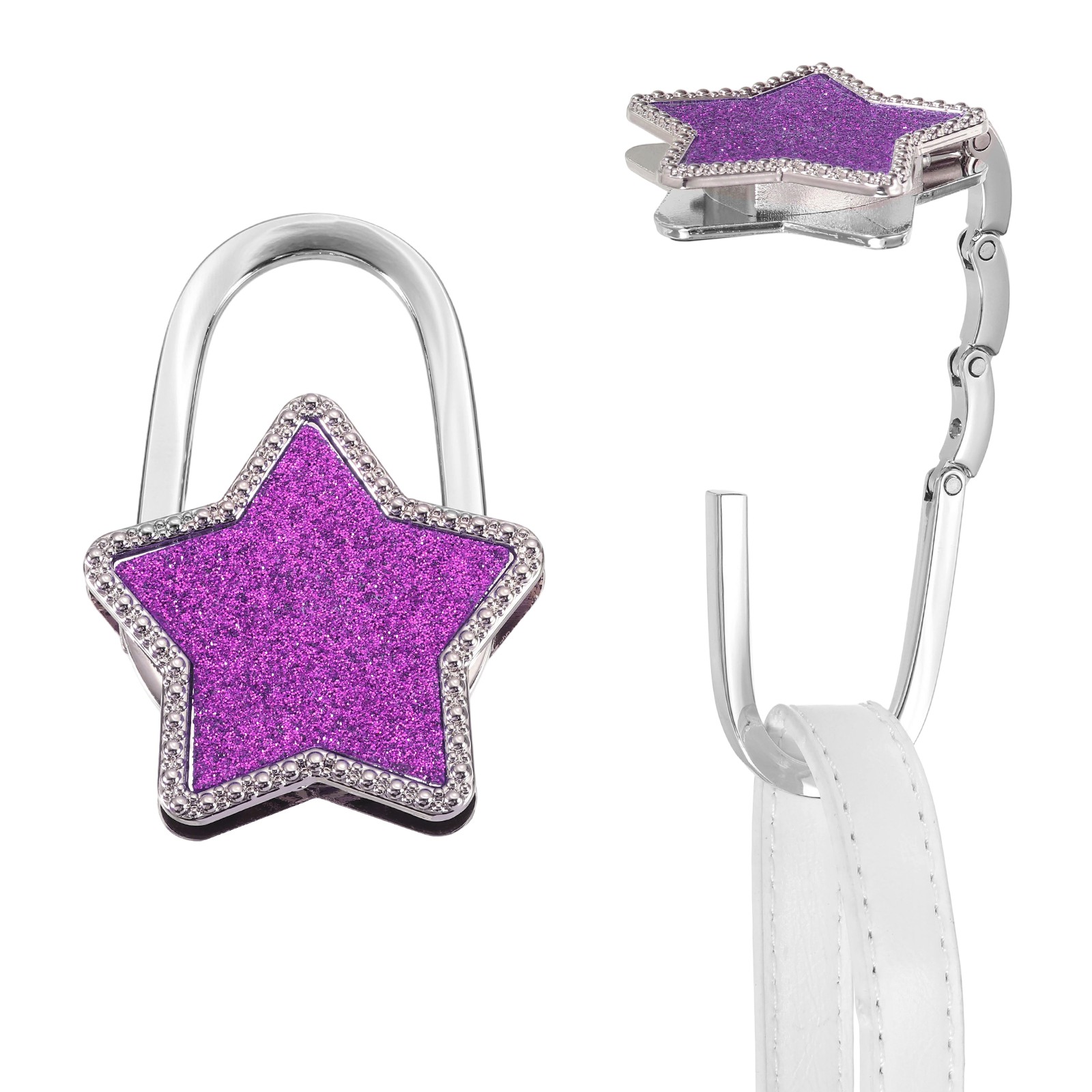 Foldable Purse Hook for Table 1Pcs Metal Bag Holder Hooks Star Shape Purple