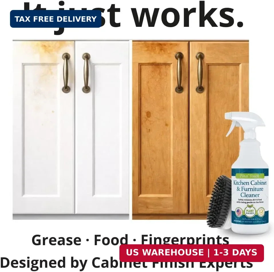Kitchen Cabinet Cleaner, Plant-Based Wood & Paint Safe Spray, Gentle Degreaser