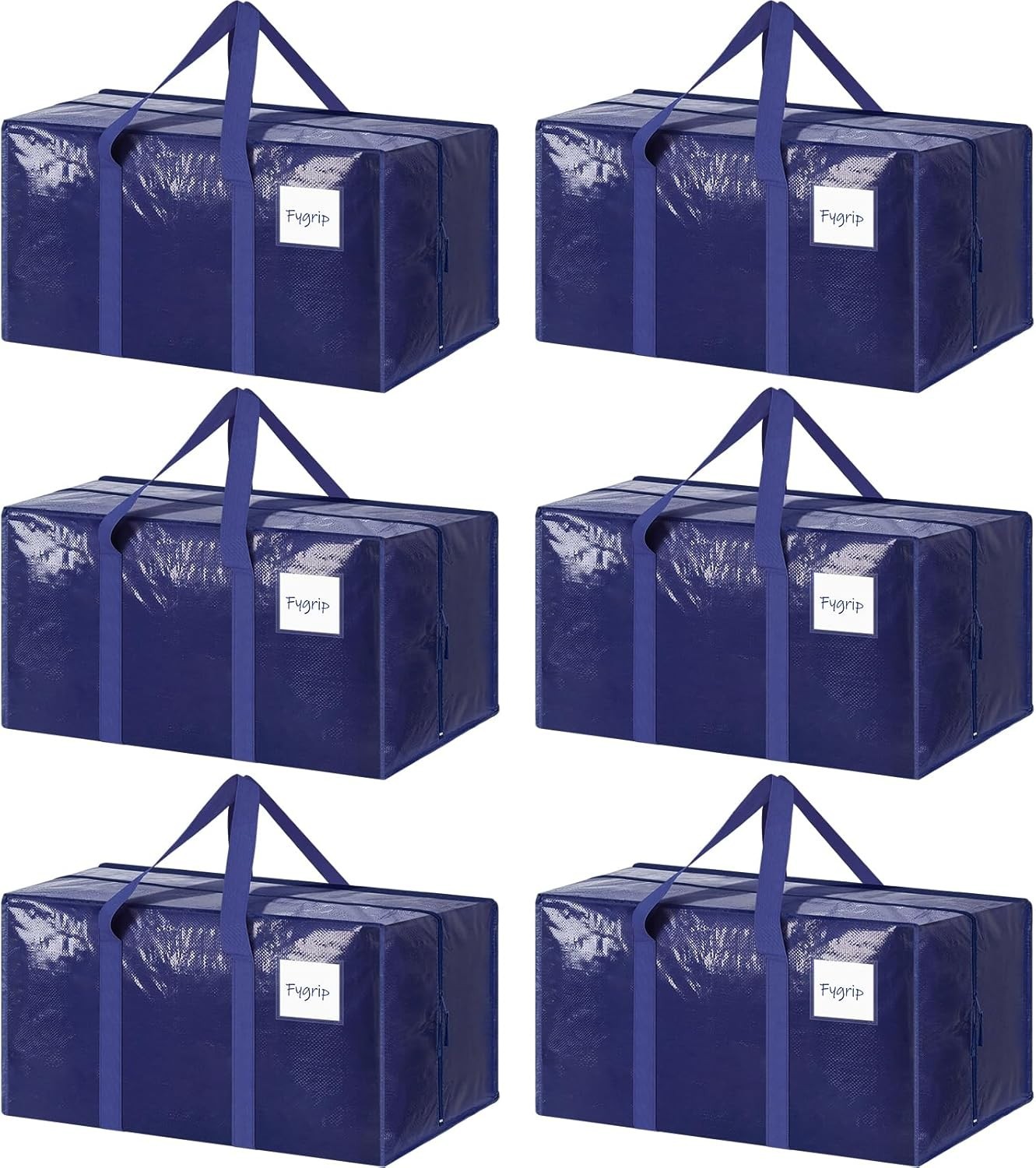 Water Resistant 6 Pack Extra Thick Moving Bags with Comfort Handles for Easy Use