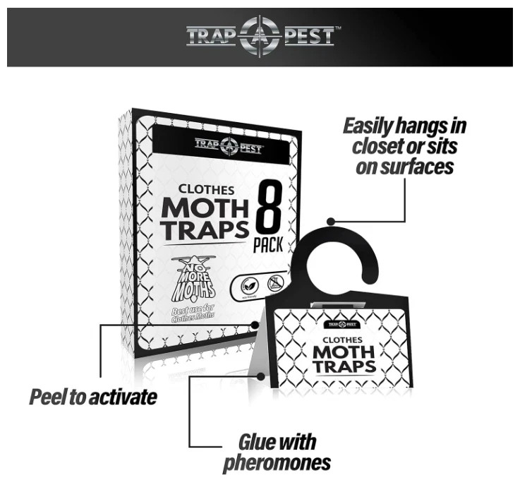 Clothing Moth Traps – 8 Pack – Non Toxic Moth Traps for Clothes with Pheromone A