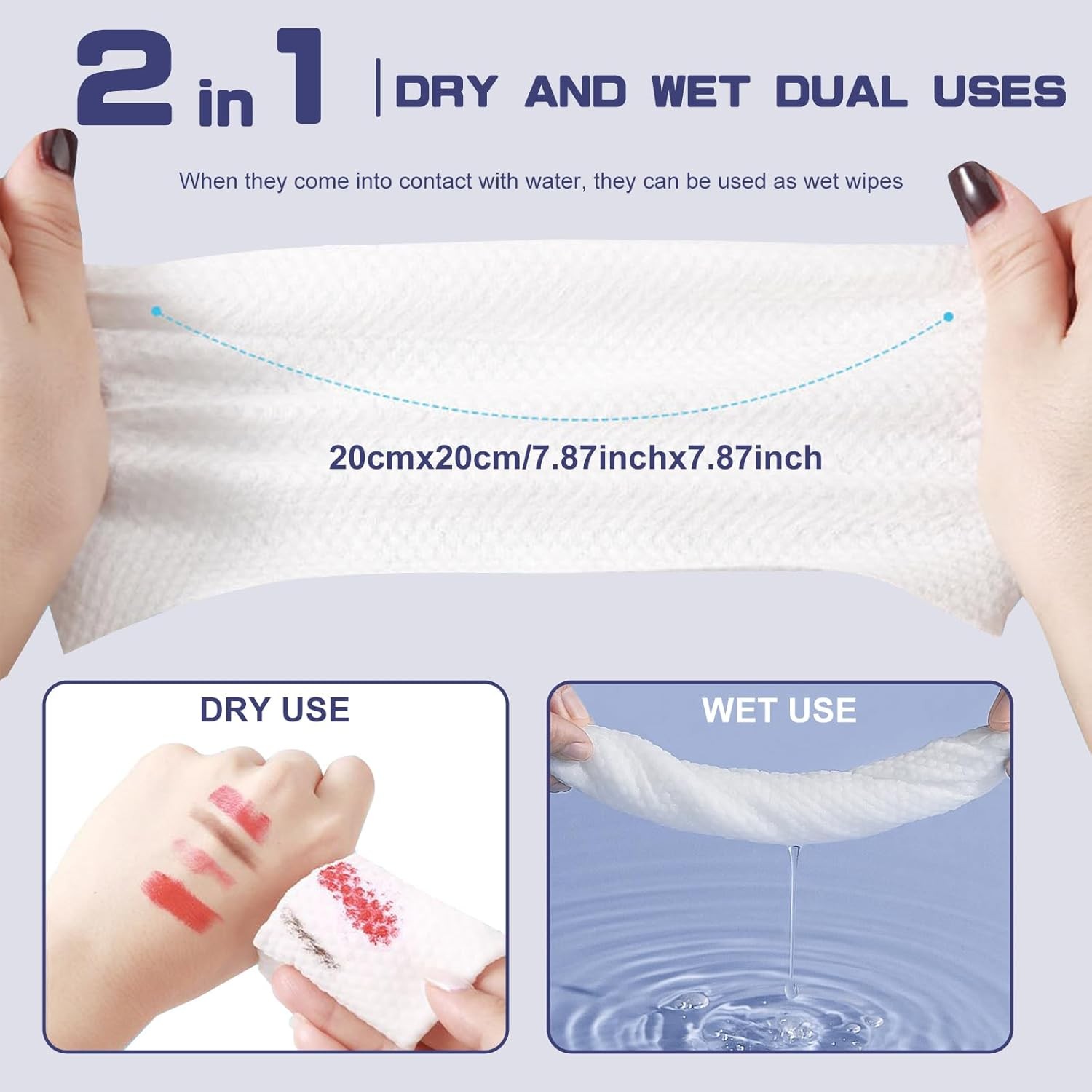 Disposable Face Towel, 100 Count Face Towels for Washing Soft Cotton Dry Wipes
