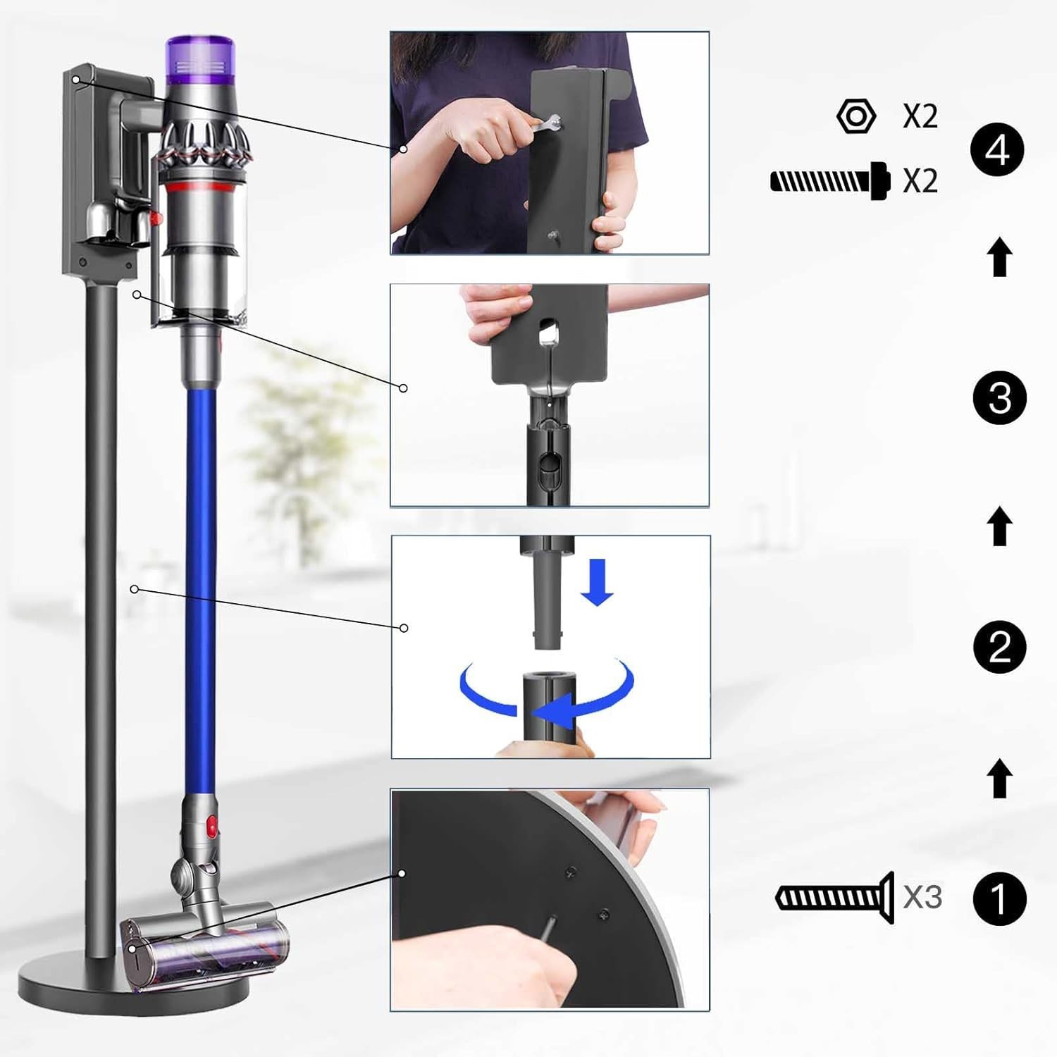 Vacuum Cleaner Stand Compatible with Dyson V6/V7/V8/V9/V10/V12/V15 Models