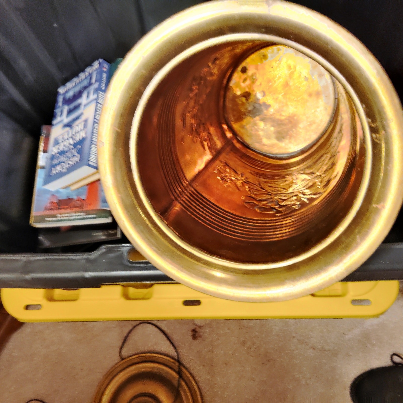 Vintage Embossed Brass and Copper Metal Umbrella Stand, India 20th Century
