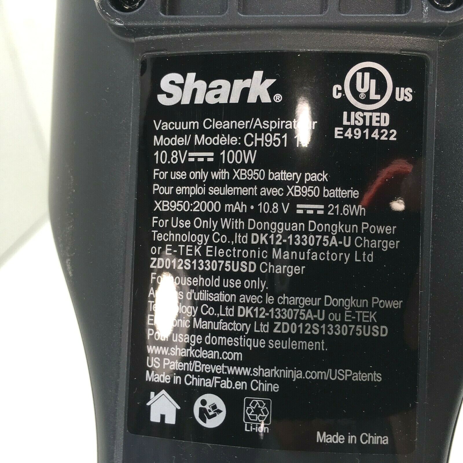 Shark CH951 CH951C MAIN BODY w/ MOTOR & BATTERY Genuine OEM Parts