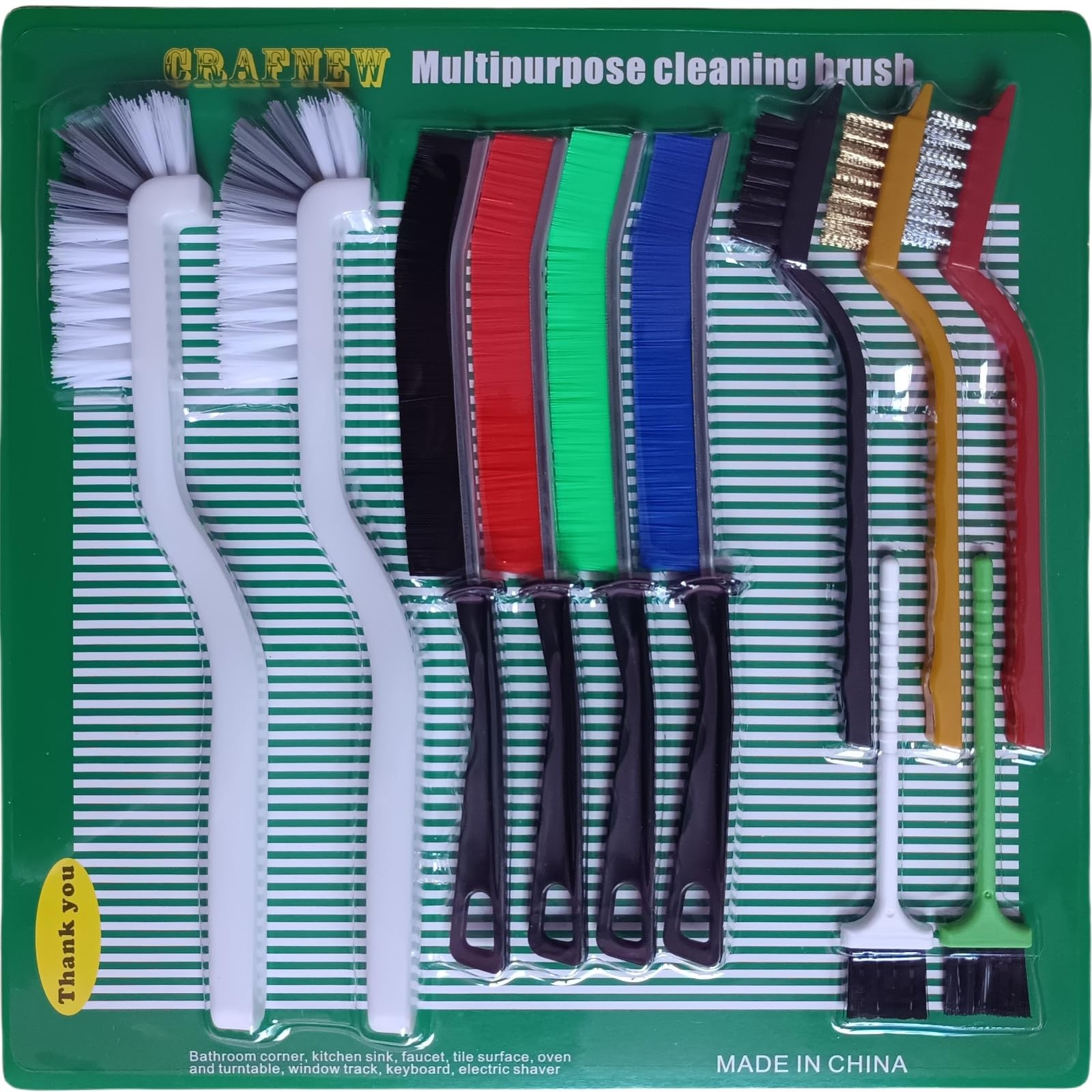 11Pcs Crevice Cleaning Brush Set, Hard Bristle Gap Cleaner Mix Colors
