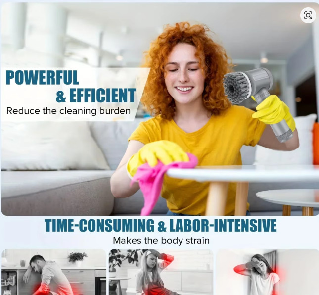 Cordless Electric Spin Scrubber Bathroom Cleaning Brush 5 Heads Power Scrubber