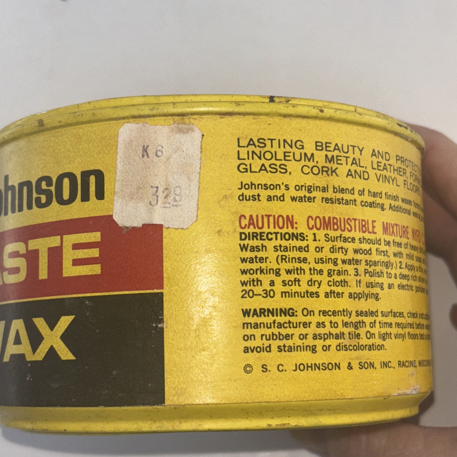 SC Johnson Paste Wax Original Formula Container 35% Full Weighs 13 Oz.