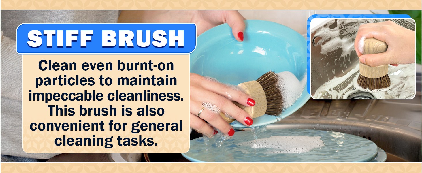 5 Pcs Bamboo Dish Brush Set, Non-Scratch Bristles, Replacement Head | Bamboo
