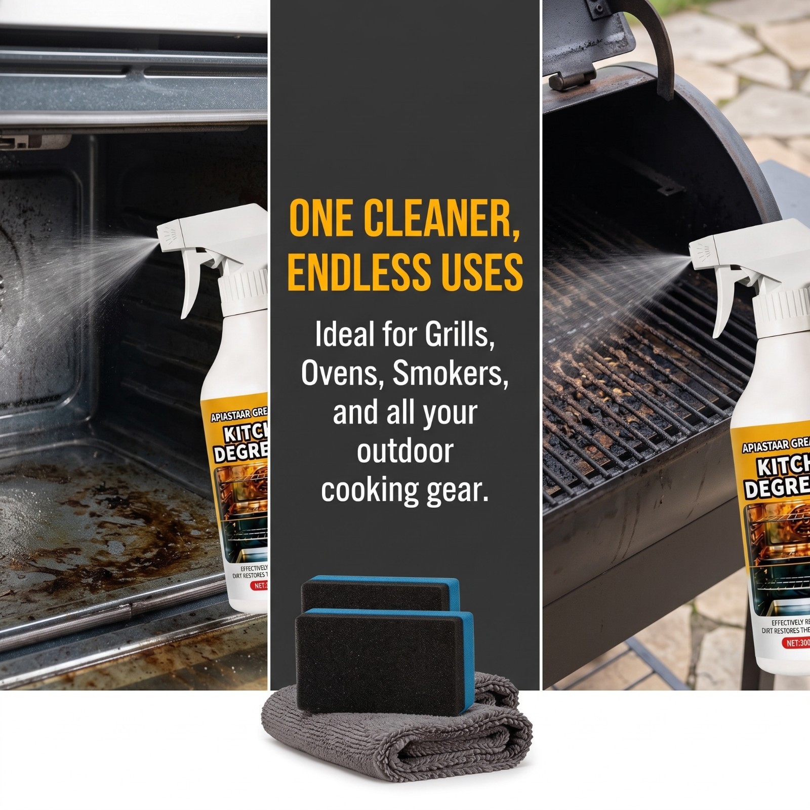 Apiastar Greasekiller Spray Heavy Duty Degreaser Multi-Use for Grills 300ml