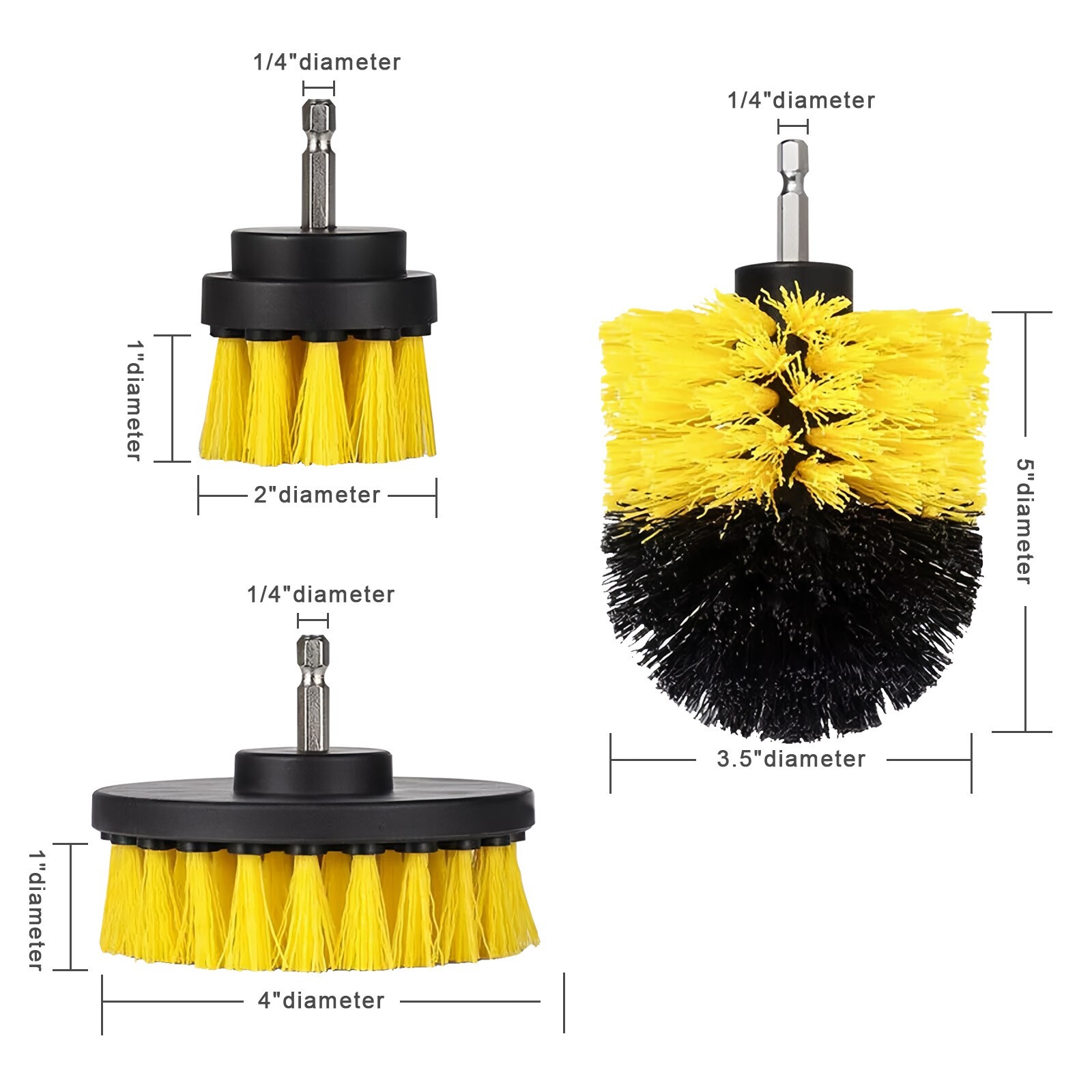 3 PCS Drill Brush Set Power Scrubber Attachments Car Carpet Tile Grout Cleaning