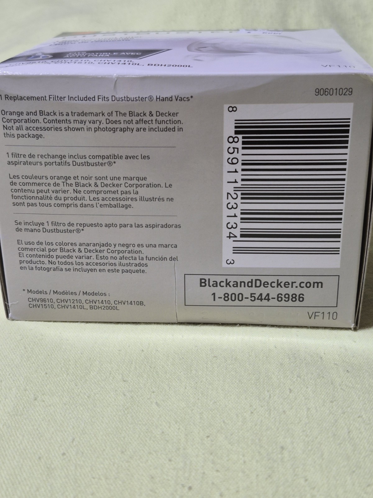 BLACK+DECKER Dustbuster ONE (1) Replacement Filter VF110 New In Box