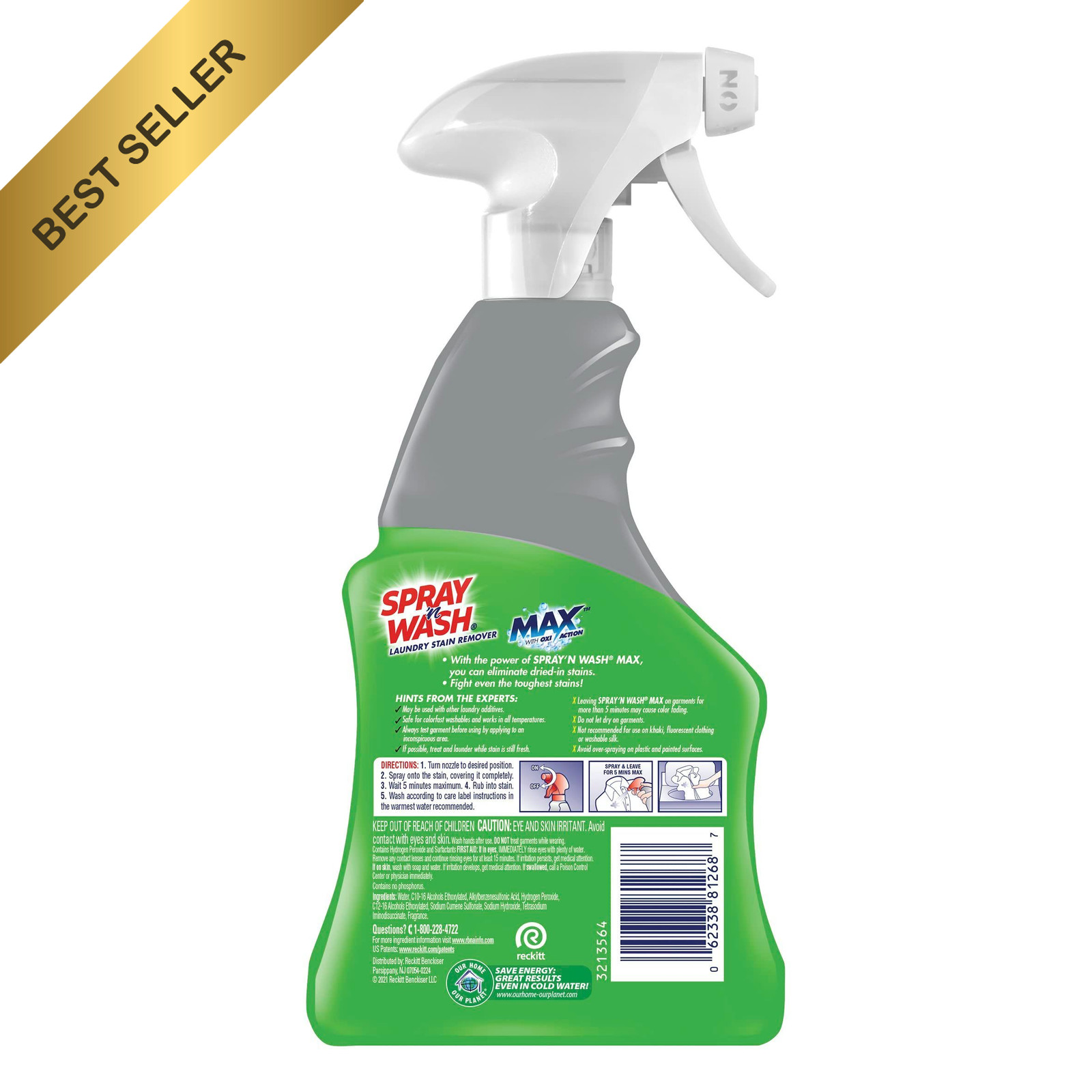 Spray N’ Wash Max Laundry Pre-Treat Stain Remover for Clothing 16 fl oz Bottle