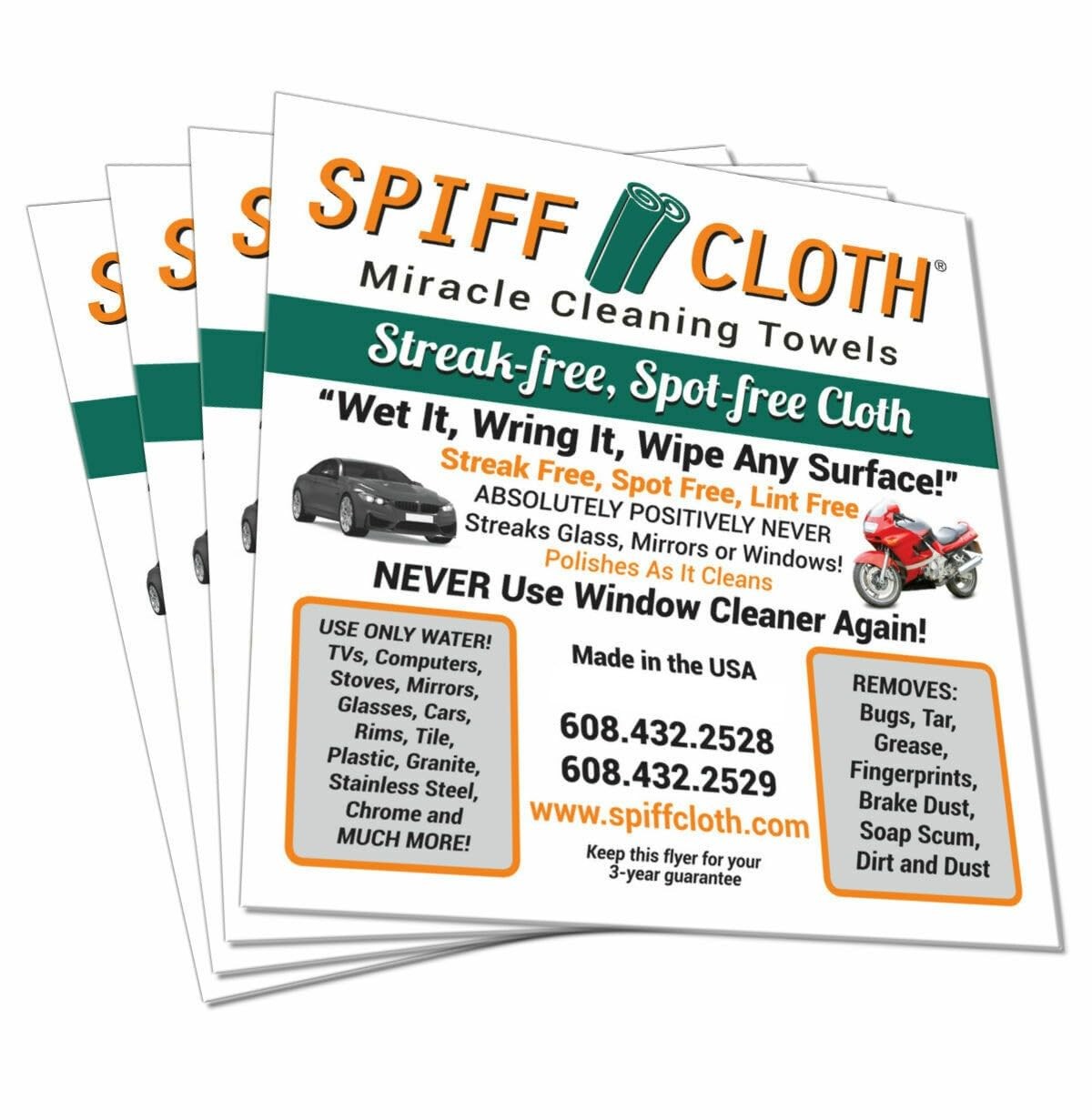 4-Count, Miracle Cleaning Towels, Streak-Free, Cleans with Just Water, 16″ x …