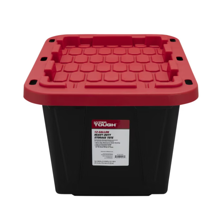 Hyper Tough 12 Gal Small Storage Bin w Snap Lid,Heavy Duty Plastic Container,4ct