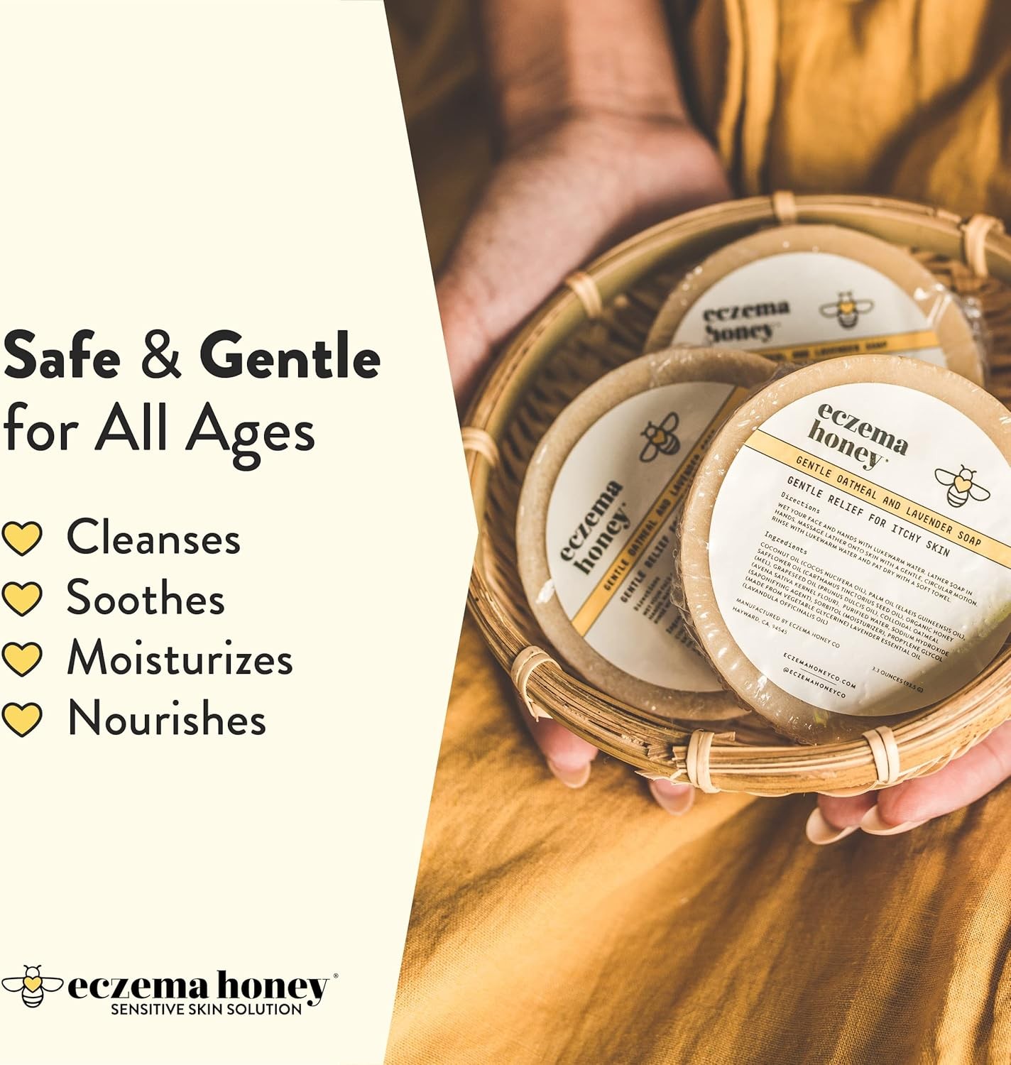 Gentle Oatmeal and Lavender Soap – Natural Eczema Body Wash – Daily Gentle Soap