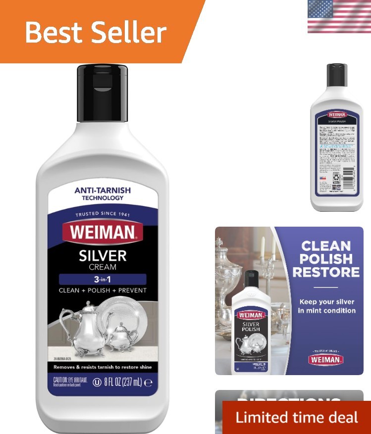 Non-Abrasive Silver Cream Cleaner – 8 Oz Liquid Polish with Tarnish Prevention