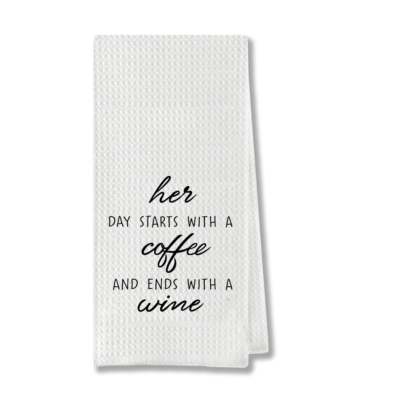 Coffee Wine Dish Towels Funny Waffle Weave Housewarming Gifts 16×24