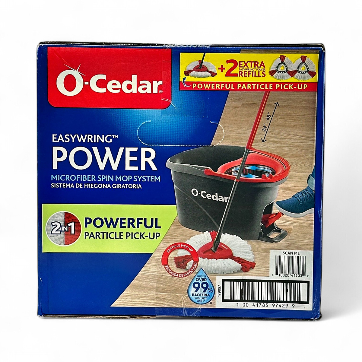 O-Cedar EasyWring Power Microfiber Spin Mop System 2-in-1 +2 Extra Mop Heads