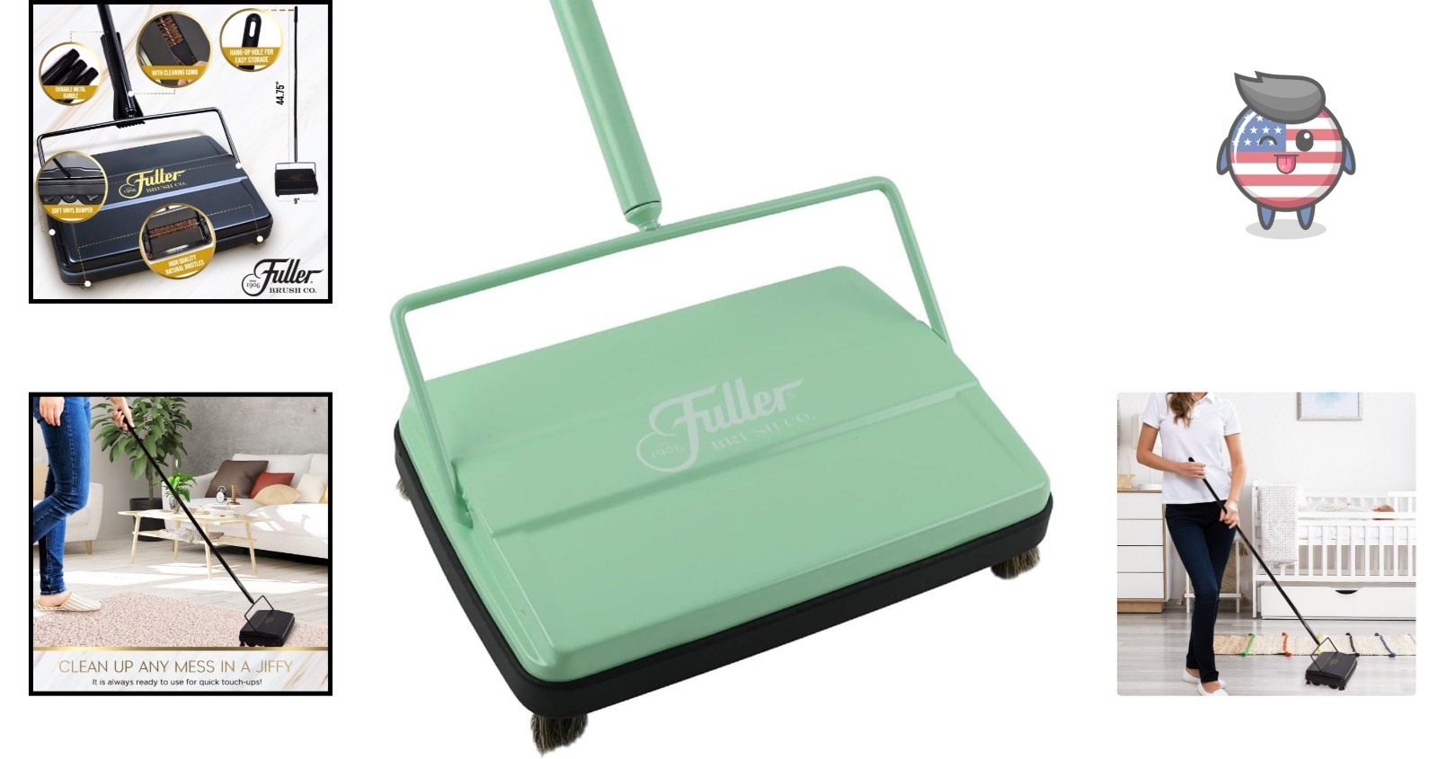 Electrostatic Carpet Sweeper in Fresh Mint – Lightweight & Efficient Cleaning