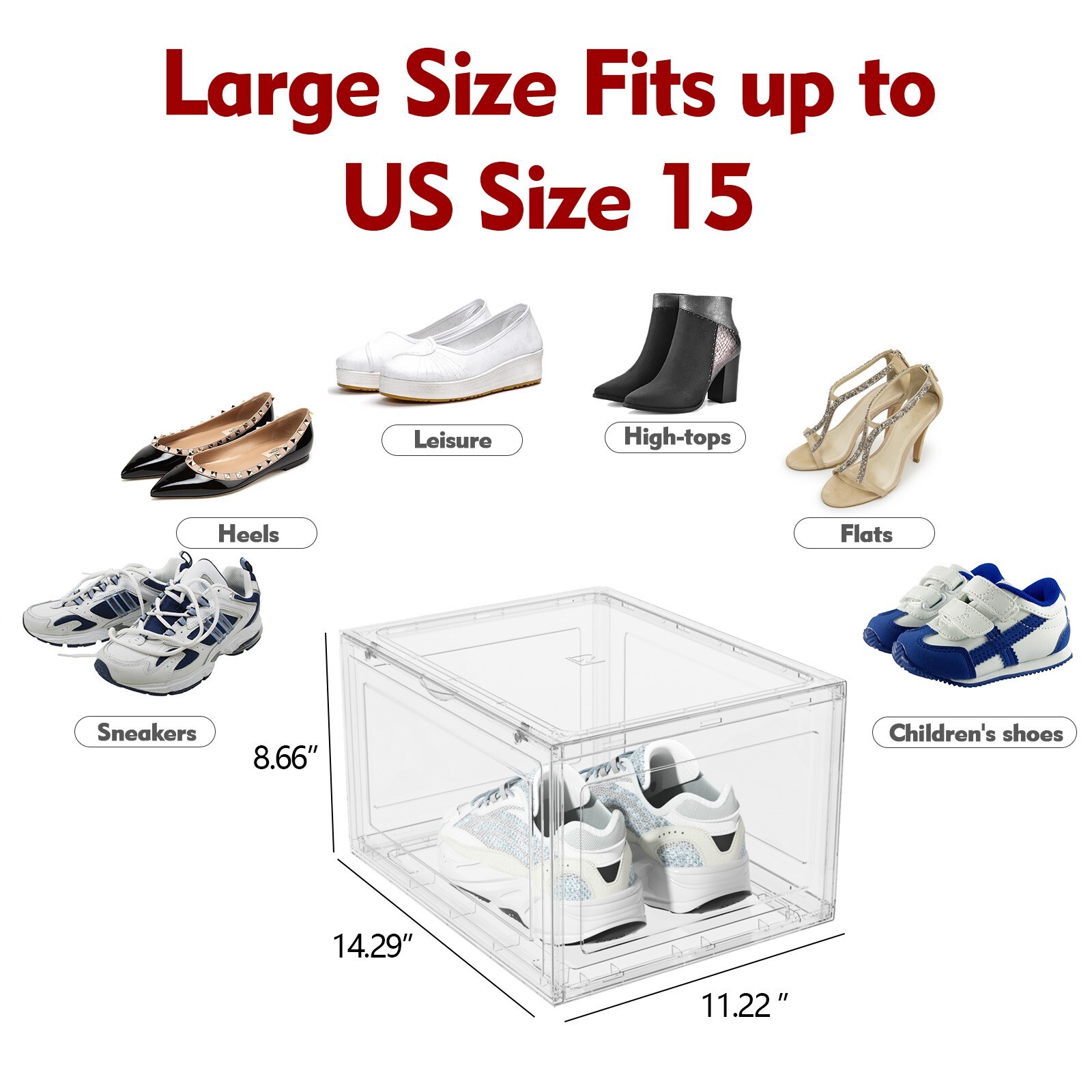 Kekow 12-Packs X-Large Shoe Storage Box Clear Plastic Stackable Shoe Organizer