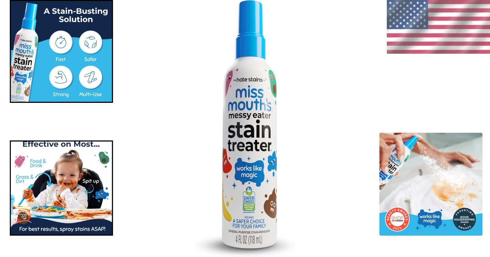 Biodegradable Messy Eater 4oz Stain Spray – Ideal for Newborns & Parents
