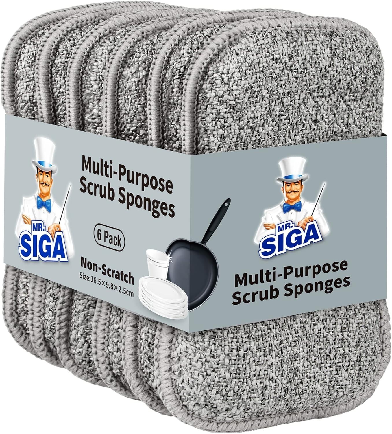 Ultimate Non-Scratch Dual-Sided Kitchen Sponges – 6 Pack for Sustainable Living