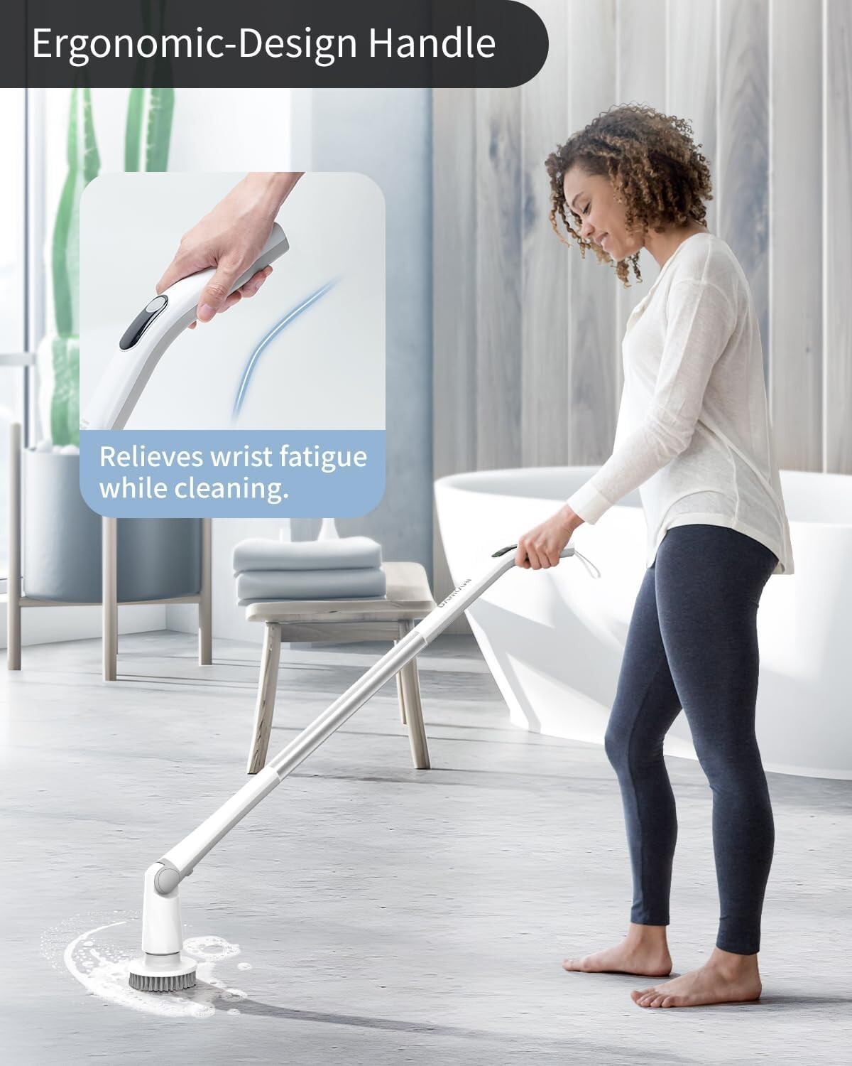 Electric Spin Scrubber Cordless Bath Tub spin brush with Handle & 7 Heads US