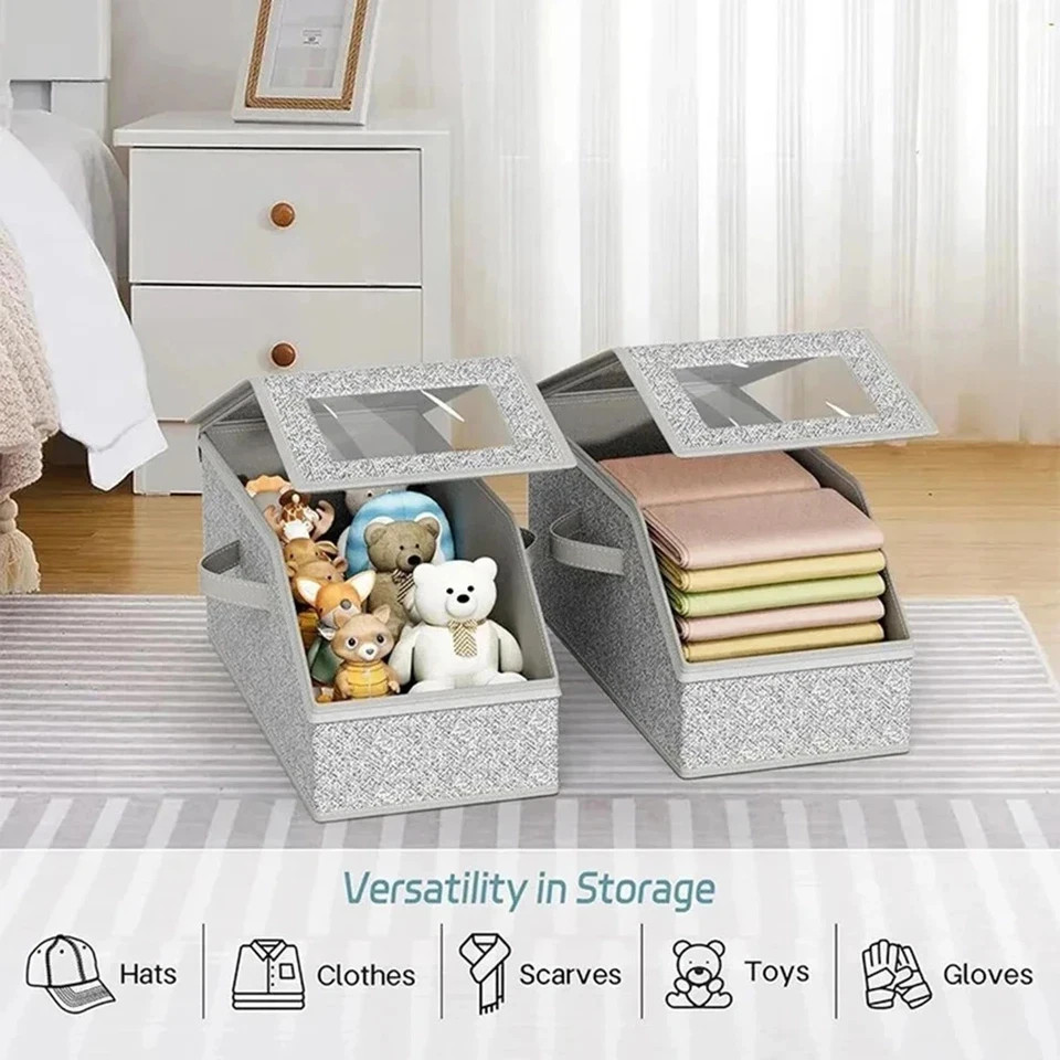 1/2x Stackable Hat Storage Organizer for Baseball Caps 24 Caps Hat Box with Lid