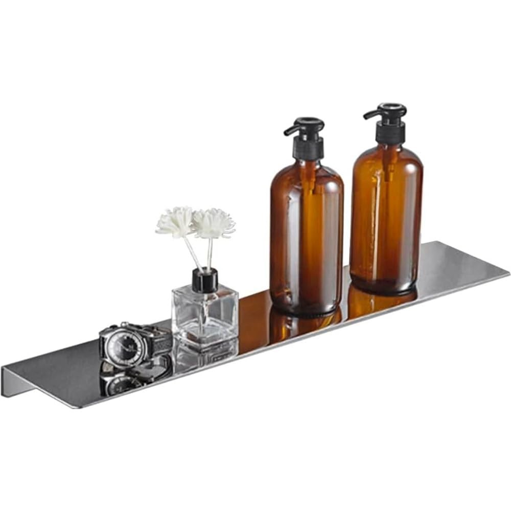 16 Inch Stainless Steel Floating Shelf Wall Mounted No Drill Bathroom Decor