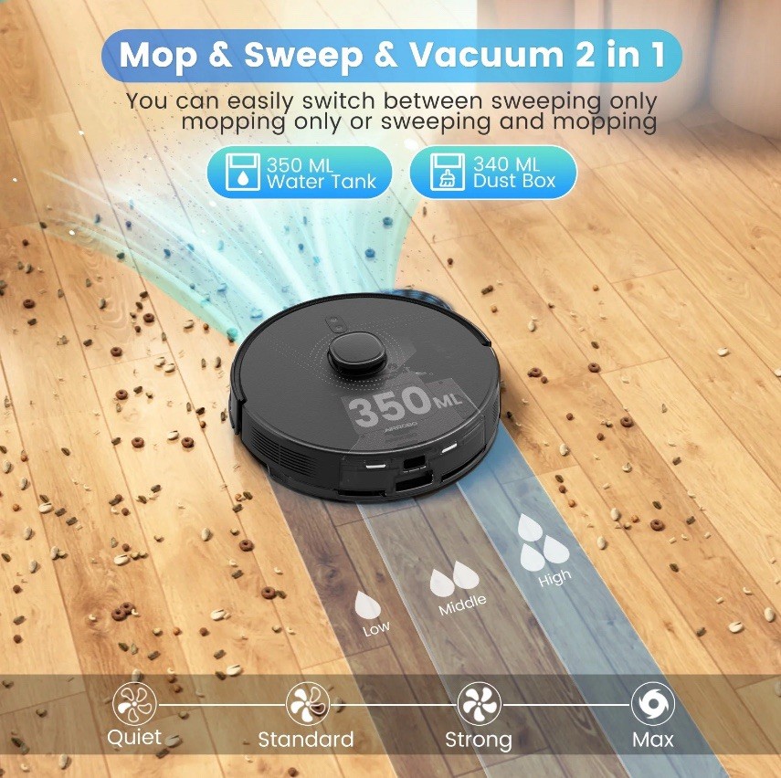 AIRROBO L40+ Robot Vacuum & Mop – Self-Empty, 180min, App & Voice