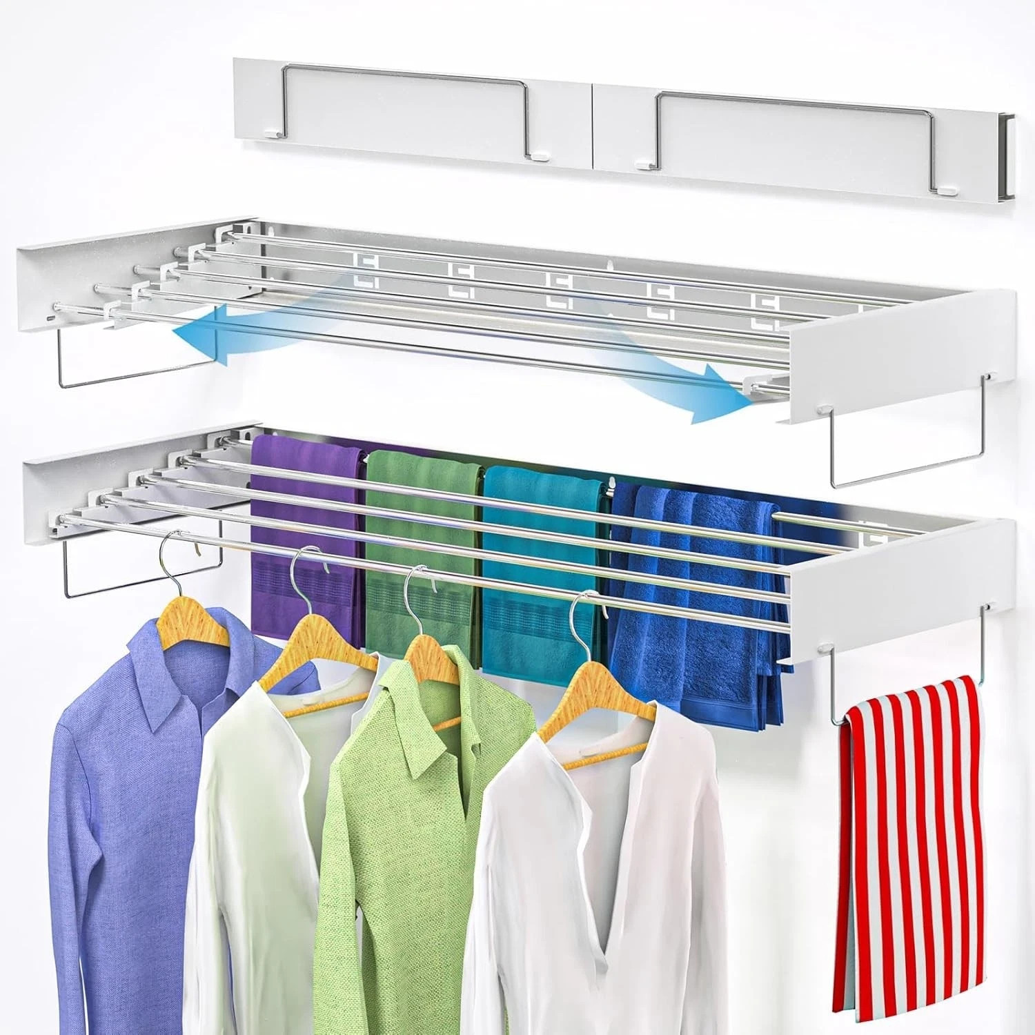 Wall Mounted Drying Rack,Laundry Clothes Drying Rack , Folding,Retractable,Co…