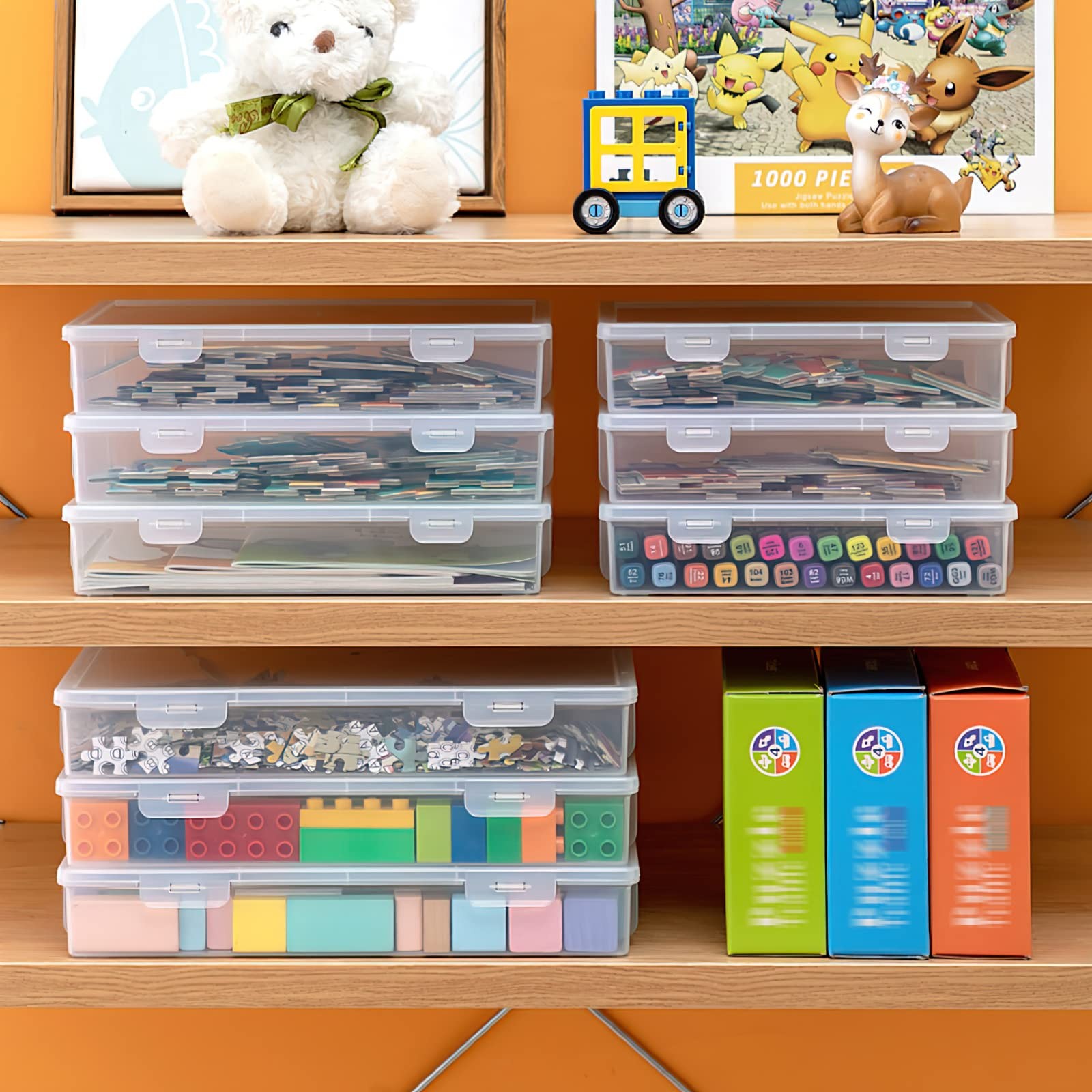12 Pack Clear Plastic Storage Containers with Lids, 8 x 5 x 1.75 Inch Empty H…