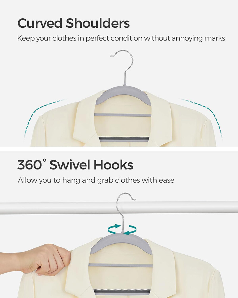 Durable Plastic Hangers Non Slip for Clothes Coat Heavy Duty 360° Swivel Hook