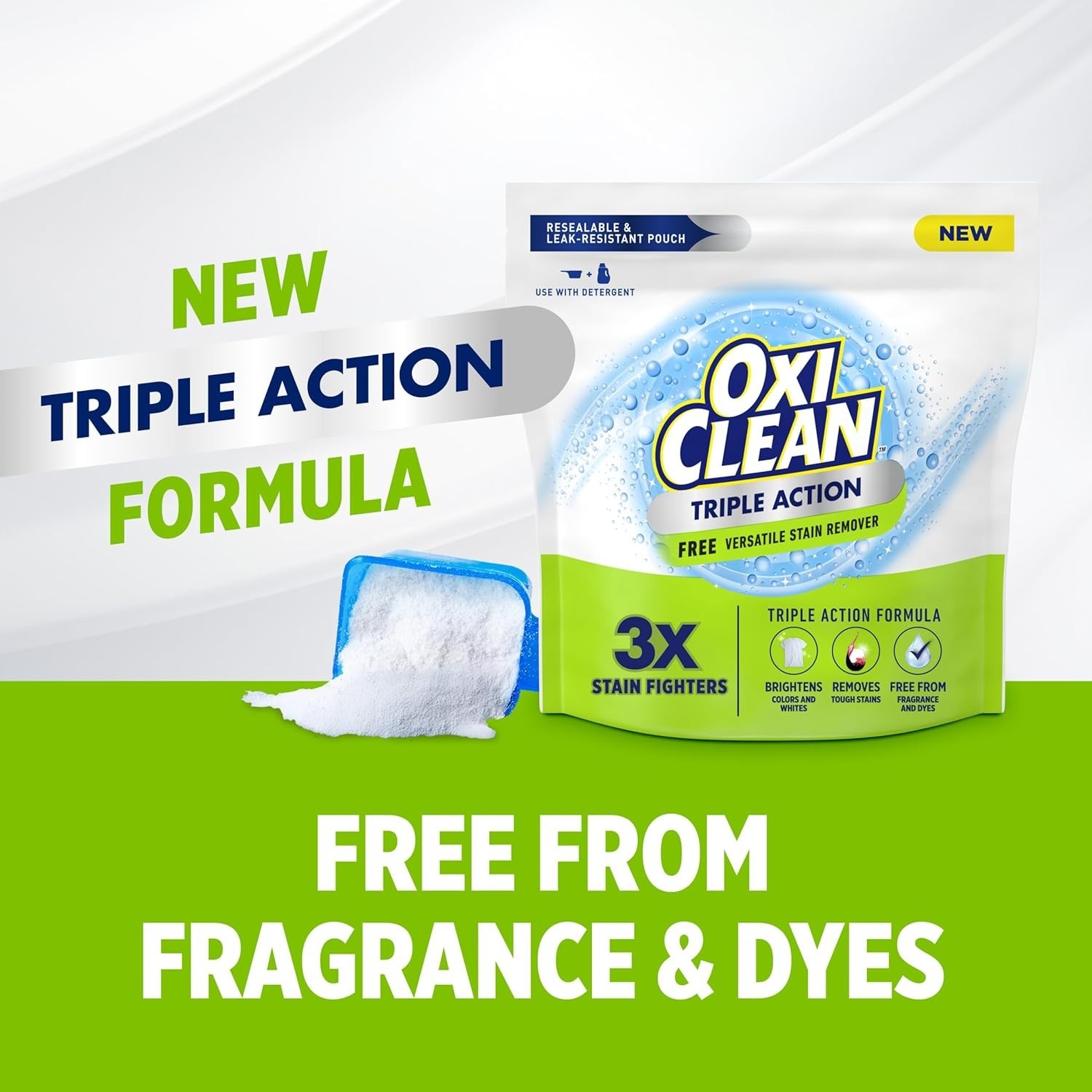 Triple Action Free Versatile Stain Remover Powder, 4 lbs | Use with Detergent…