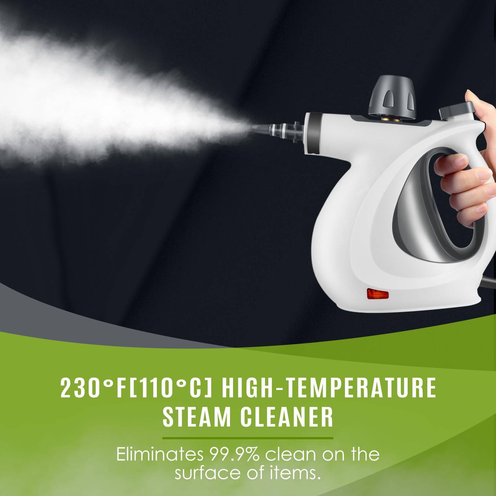 Pressurized Handheld Multi-Surface Natural Steam Cleaner with 12-pc Accessories