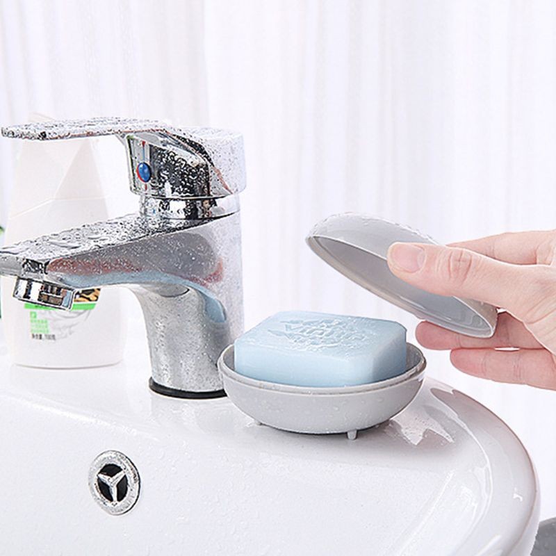 Travel Sealed Box Soap Dish with Cover Portable Storage for Case for Shower Bath