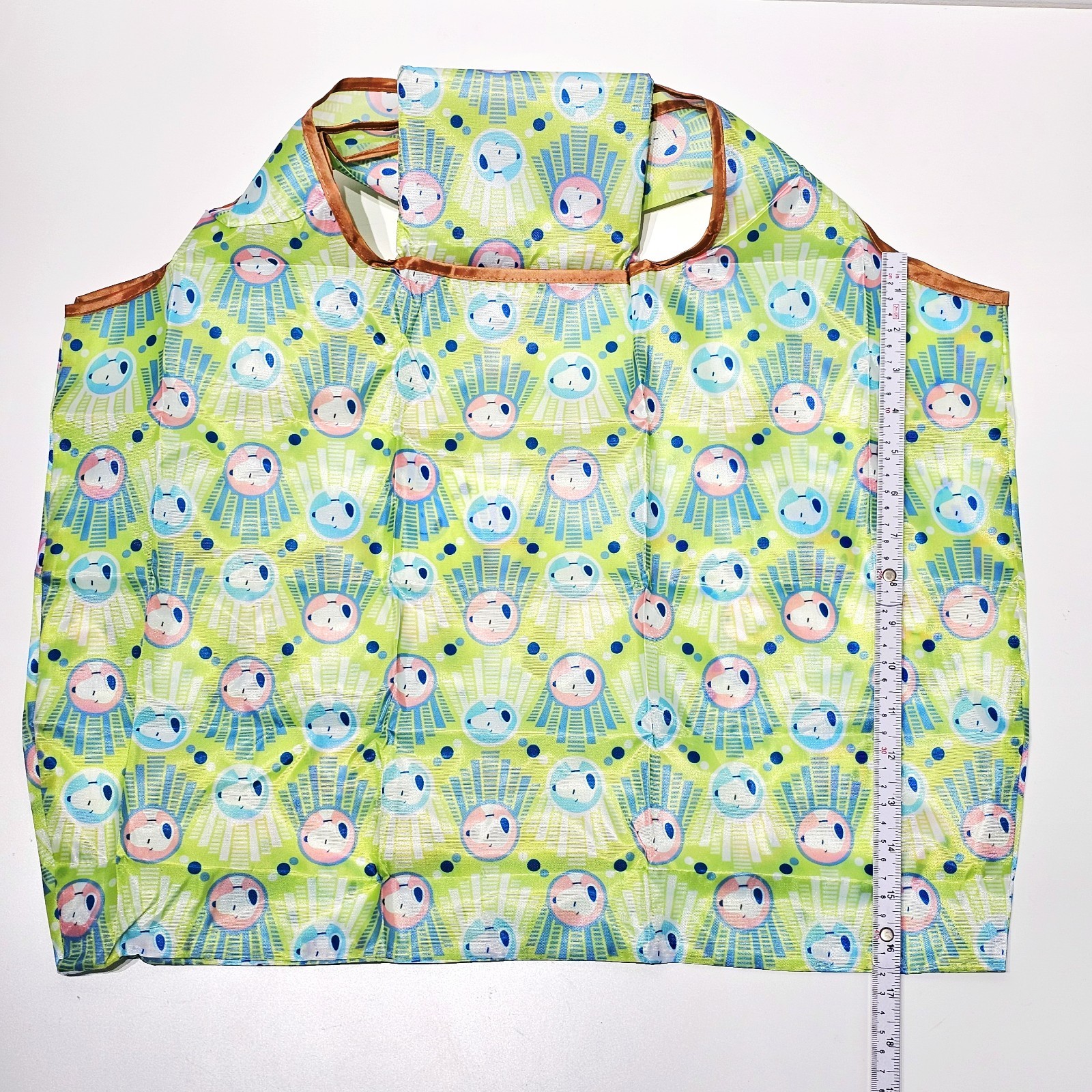 Snoopy Mint Green Eco Foldable Large Shopping Nylon Reusable Grocery Tote Bag