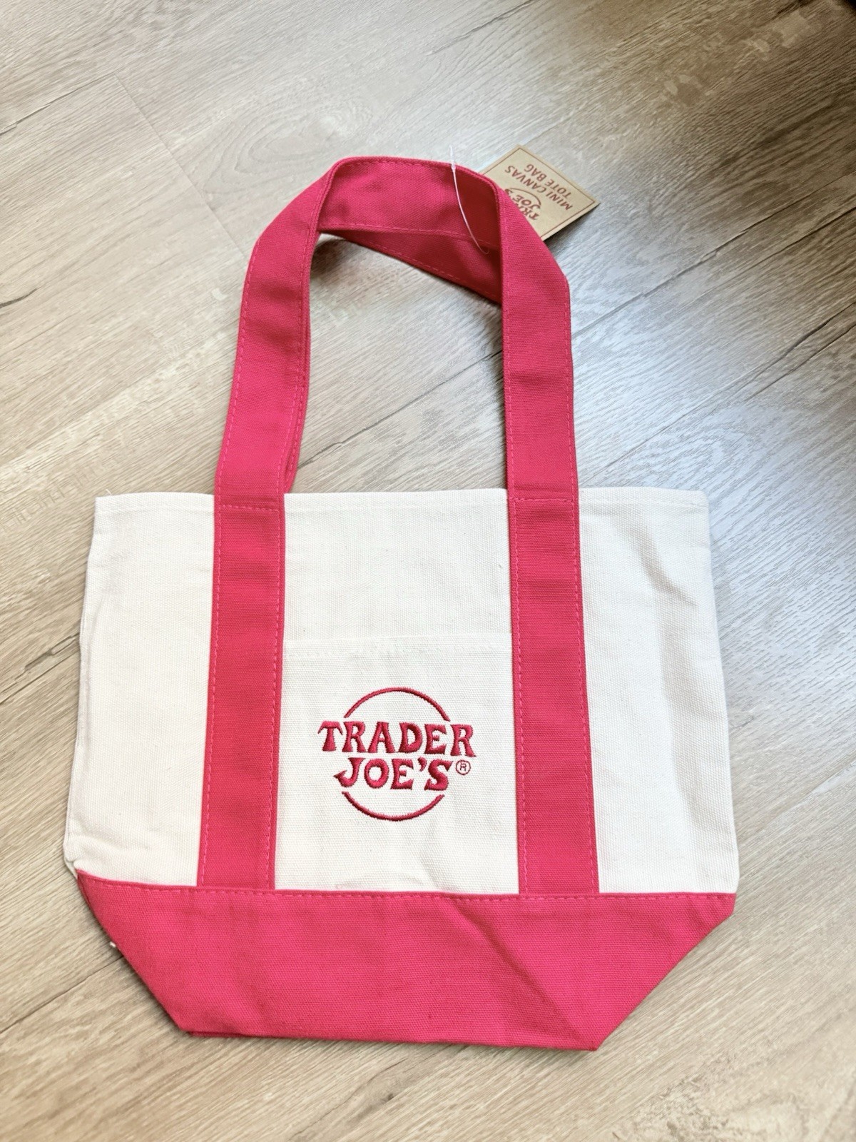 New Trader Joe’s Limited Edition Holiday 2025 Mini Canvas Tote Bag Red