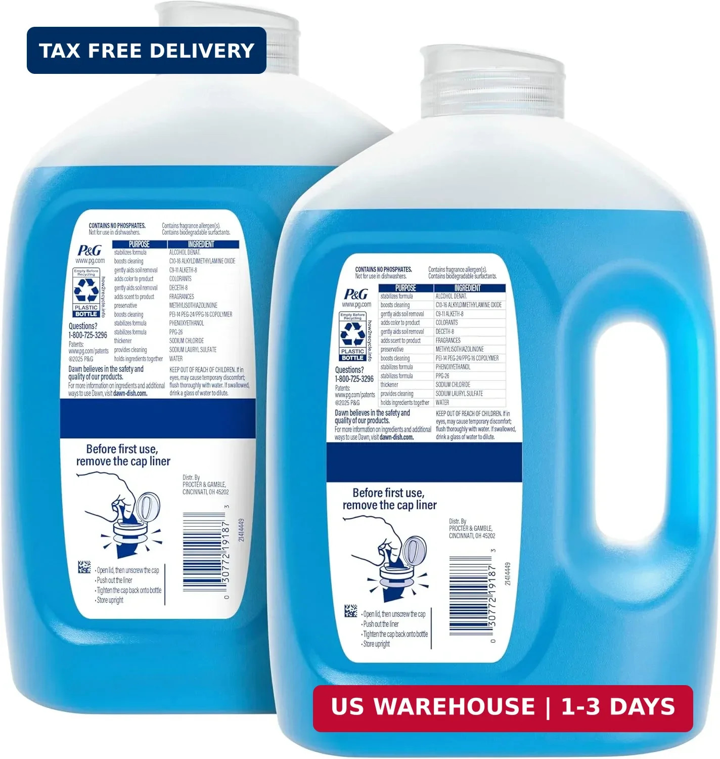 Dawn Ultra Dish Soap Refill Jug Large Size Original Blue Liquid Dishwashing Dete