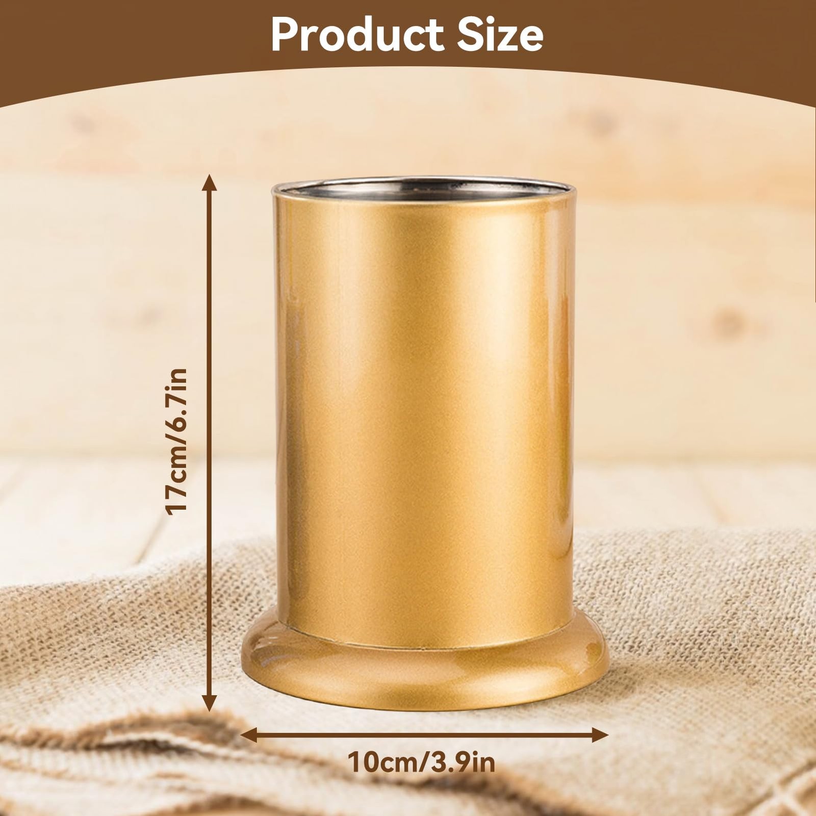 Utensil Holder, Stainless Steel Flatware Storage Basket Gold Silverware