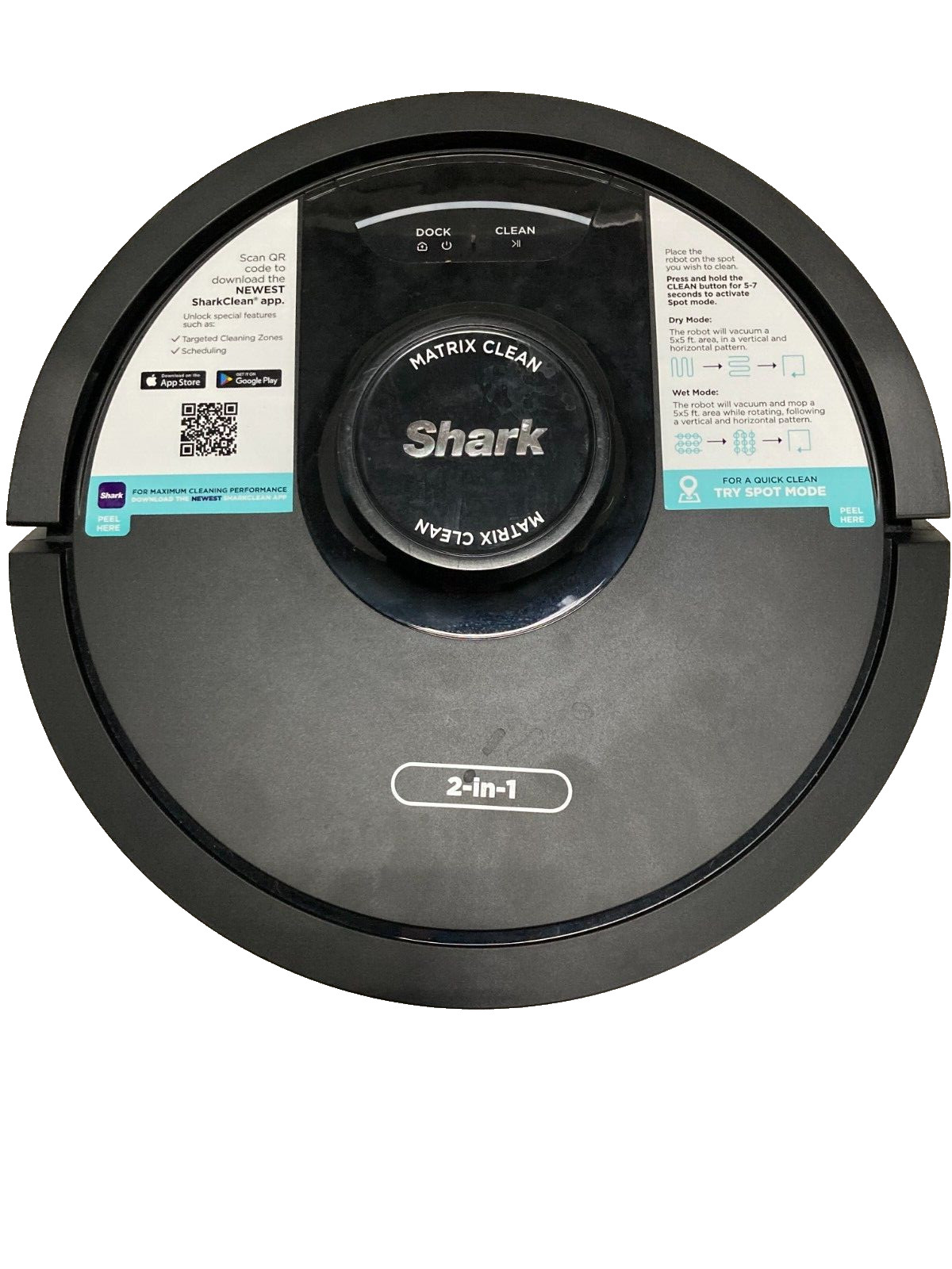 Shark MATRIX 2-in-1 Robot Mop & Vacuum UR2450WS Black with Self Empty Dust Bin
