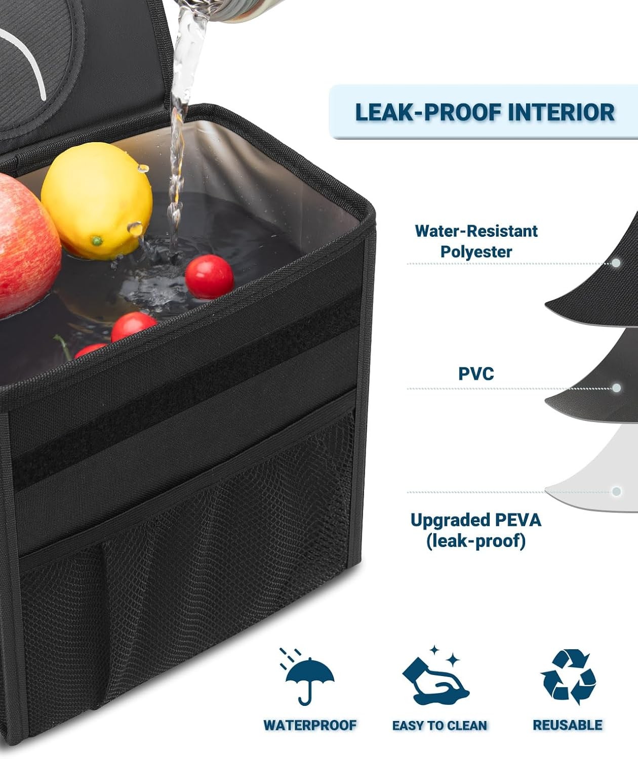 Car Trash Can with Lid, Leakproof Car Trash Bag Hanging Waterproof Automotive