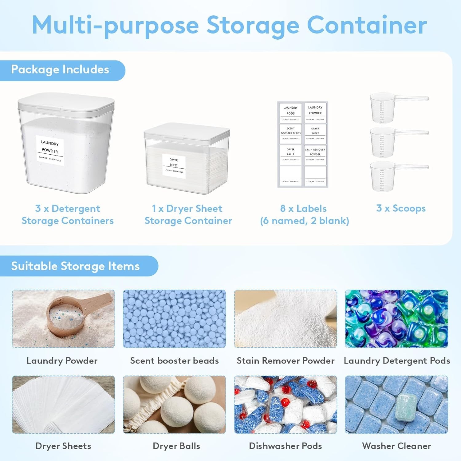 PET Material Laundry Pods Container & Dryer Sheet Holder