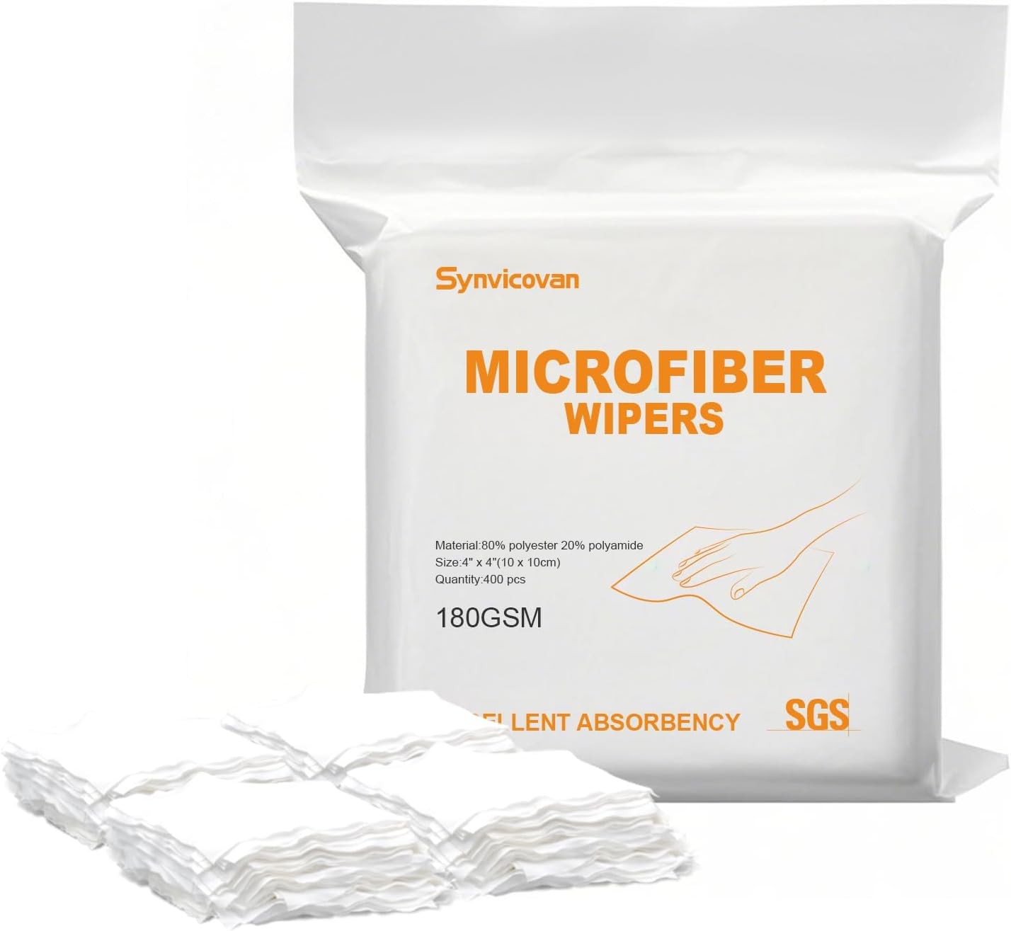 Microfiber Wipes 4″x4″(400 Pcs,Class 100 180GSM Superfine Lint Free Cloths