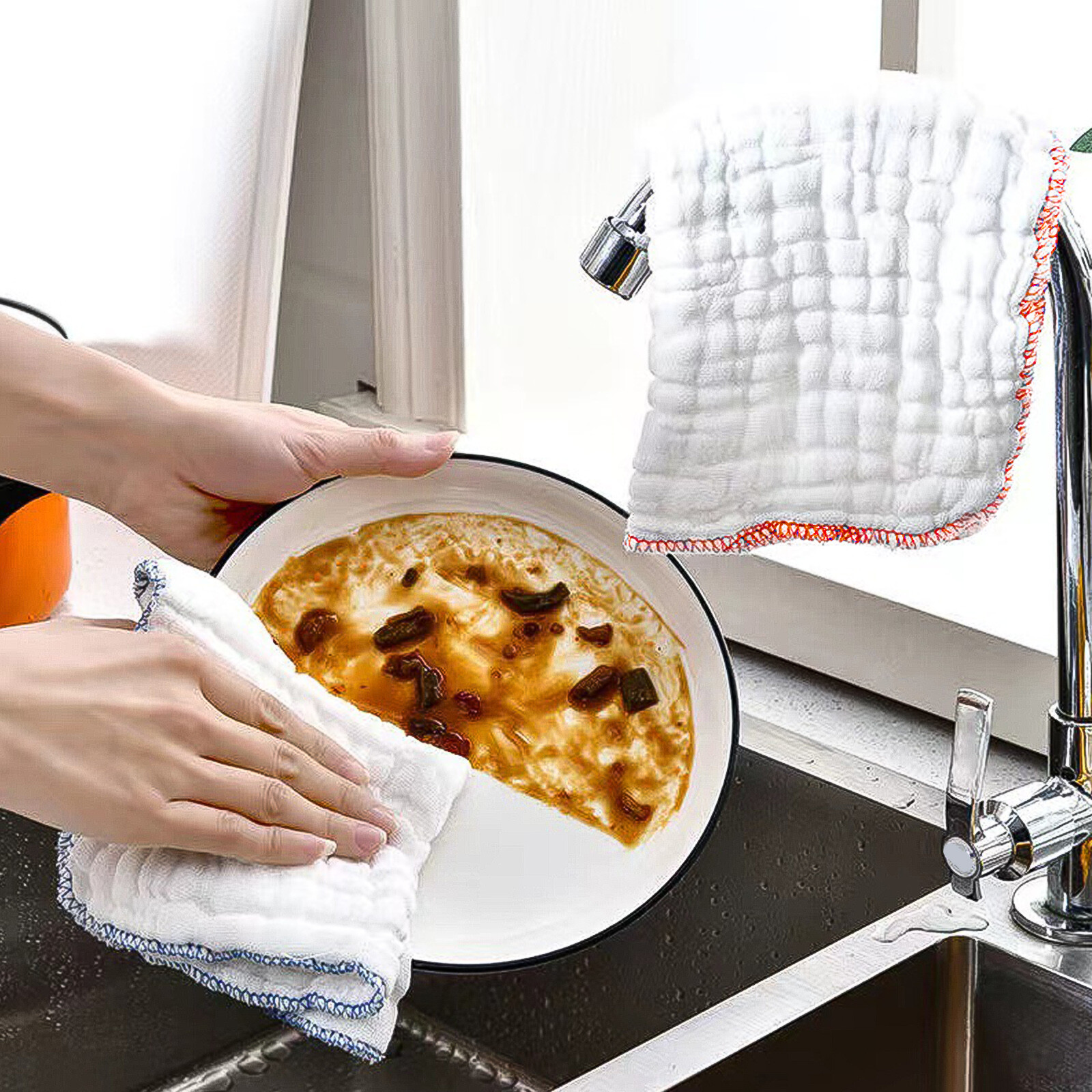 8x Ultra-Soft Super Absorbent Kitchen Cleaning Cloths 8x8in Reusable Dish Towels