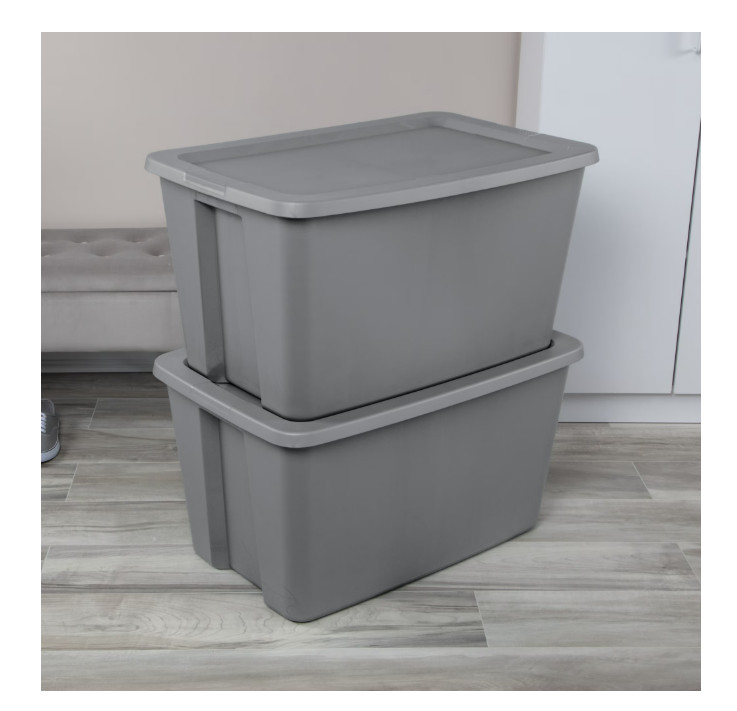 Sterilite 30 Gal Storage Bin w/ Lid Gray Heavy Duty Plastic Container Large