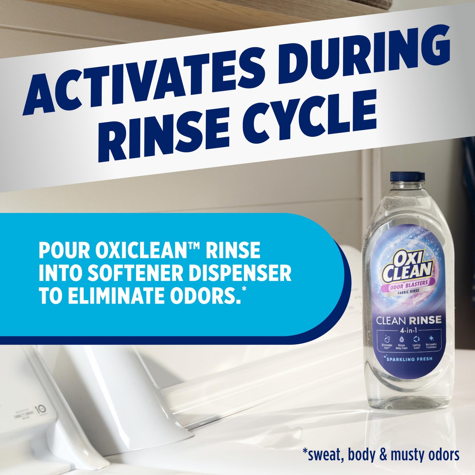 OxiClean Odor Blasters Fabric Rinse, Sparkling Fresh 50 Fl Oz (Pack of 1)