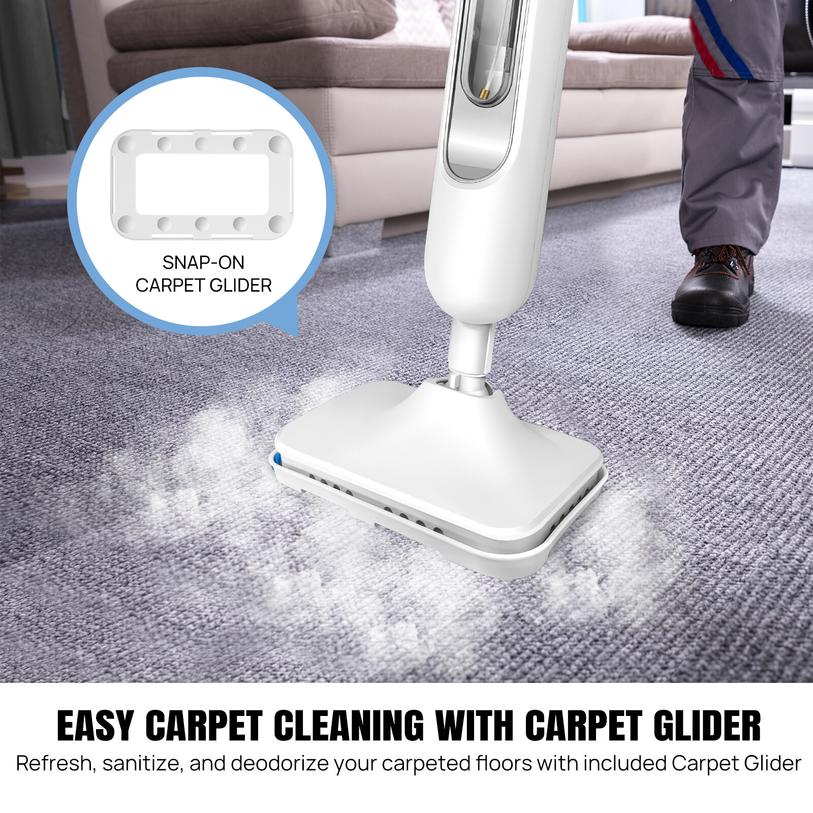 1500 W Multifunctional Steam Cleaner Floor Steam Cleaner with Water Tank 400 ml